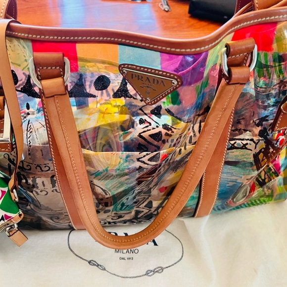 Prada Purse/Tote w/Leather Trim. Comes w/Pouch - Picture 3 of 9